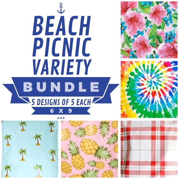 3 pack 25 6X9 Beach Picnic Poly Mailers Bundle CLEARANCE - Picture 3 of 8